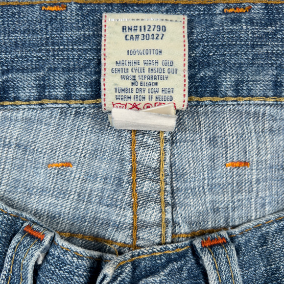 True Religion Straight Jeans World Tour Nathan Blue Flap Pocket Men's Size 30x34 - Picture 6 of 9